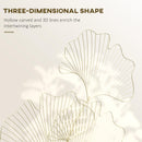 Decorazione Murale 3D 51x94,5 cm in Metallo Foglia di Ginkgo Oro