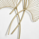 Decorazione Murale 3D 51x94,5 cm in Metallo Foglia di Ginkgo Oro