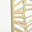 Decorazione Murale 3 Pezzi 30x90 cm in Metallo Foglie di Ginkgo Oro