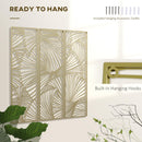 Decorazione Murale 3 Pezzi 30x90 cm in Metallo Foglie di Ginkgo Oro