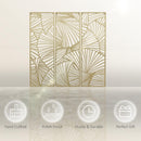 Decorazione Murale 3 Pezzi 30x90 cm in Metallo Foglie di Ginkgo Oro
