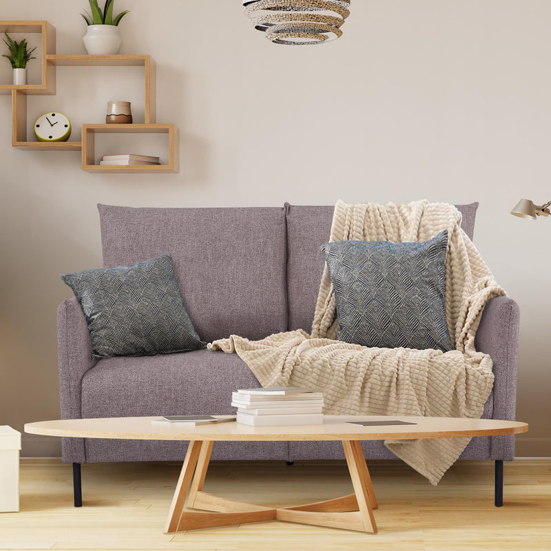 Divano 2 Posti 138x83x85 cm in Tessuto Effetto Lino Caffè