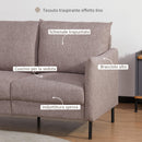 Divano 2 Posti 138x83x85 cm in Tessuto Effetto Lino Caffè