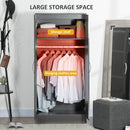 Mobile Guardaroba 2 Ante 76x47x160 cm in Truciolato con Asta Grigio