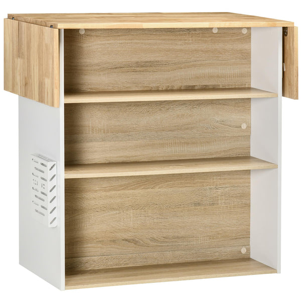 Kücheninsel 3 Regale 140 x 55 x 91 cm in Holz und weißer Spanplatte sconto