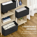 Libreria 4 Ripiani 3 Cassetti 90x30x102,5 cm in Legno e  Tessuto