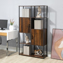 Libreria 4 Ripiani 2 Ante 90x30x159,5 cm in Metallo e Truciolato Nero e Marrone
