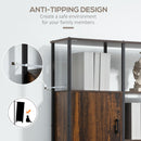 Libreria 4 Ripiani 2 Ante 90x30x159,5 cm in Metallo e Truciolato Nero e Marrone