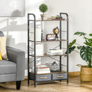 Libreria 4 Scaffali 2 Cassetti 64x27,5x121 cm in Acciaio e Truciolato