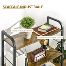 Libreria 4 Scaffali 2 Cassetti 64x27,5x121 cm in Acciaio e Truciolato