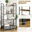 Libreria 4 Scaffali 2 Cassetti 64x27,5x121 cm in Acciaio e Truciolato