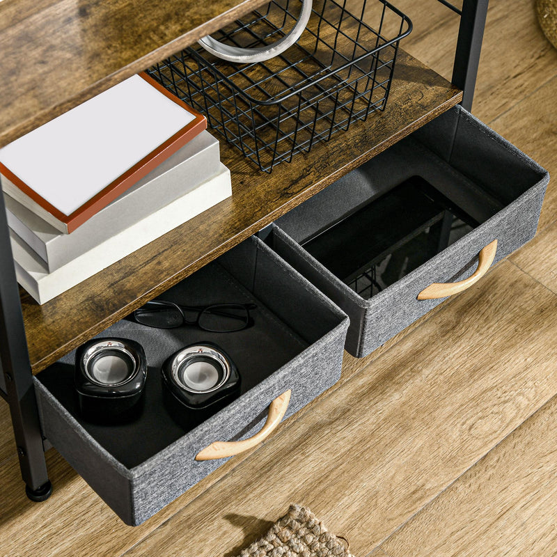 Libreria 4 Scaffali 2 Cassetti 64x27,5x121 cm in Acciaio e Truciolato