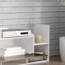 Mobile TV con Mensola a Muro in Truciolato Bianco e Marrone