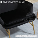 Poltrona Imbottita 74x68x77 cm in Tessuto Effetto Velluto Nero