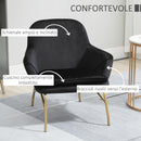 Poltrona Imbottita 74x68x77 cm in Tessuto Effetto Velluto Nero