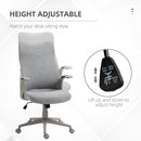 Sedia Poltrona Direzionale da Ufficio 61x64,5x104-112 cm in Tessuto Effetto Lino Grigia