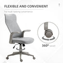 Sedia Poltrona Direzionale da Ufficio 61x64,5x104-112 cm in Tessuto Effetto Lino Grigia