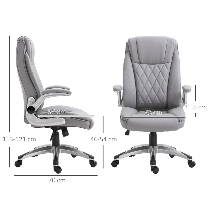 Sedia Poltrona Presidenziale da Ufficio 69,5x76x113-121 cm in Similpelle Grigia