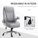 Sedia Poltrona Presidenziale da Ufficio 69,5x76x113-121 cm in Similpelle Grigia