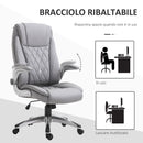 Sedia Poltrona Presidenziale da Ufficio 69,5x76x113-121 cm in Similpelle Grigia