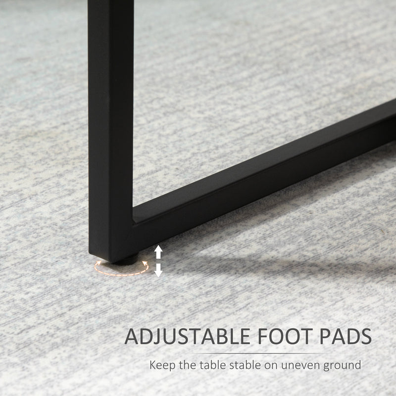 Tavolino da Caffè 45x35x48 cm con Mensola Inferiore in Acciaio e Legno