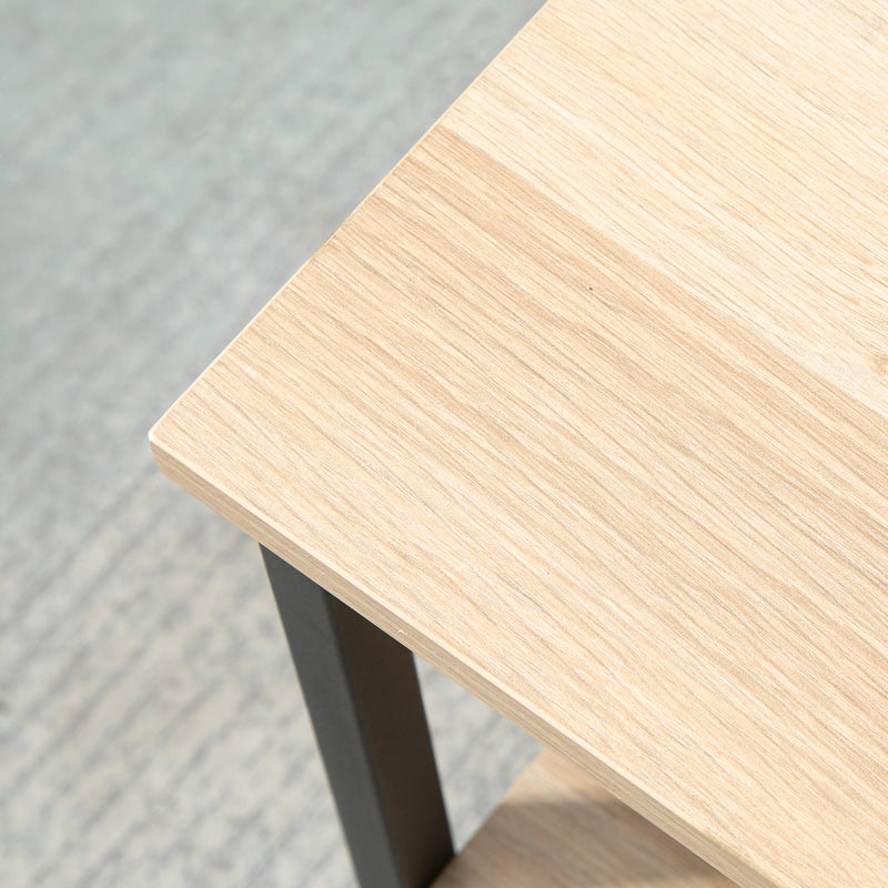 Tavolino da Caffè 45x35x48 cm con Mensola Inferiore in Acciaio e Legno