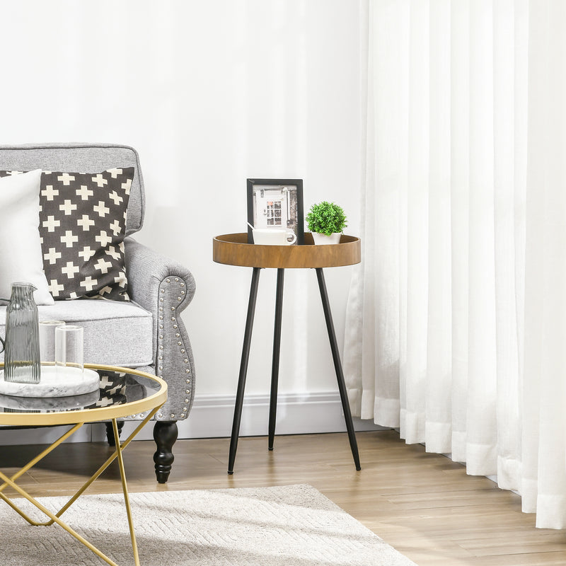 Tavolino da Caffè Ø40,6x61,5 cm in Legno e Acciaio Marrone e Nero