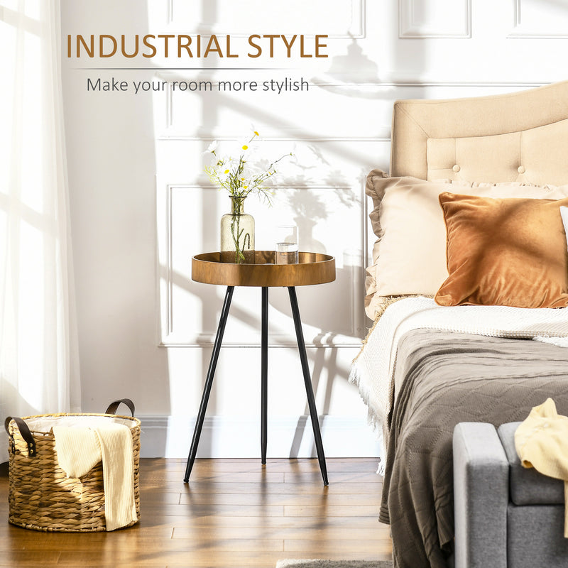 Tavolino da Caffè Ø40,6x61,5 cm in Legno e Acciaio Marrone e Nero