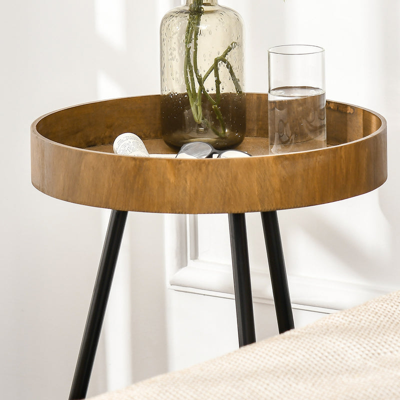 Tavolino da Caffè Ø40,6x61,5 cm in Legno e Acciaio Marrone e Nero