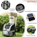 Trolley Zaino Trasportino per Cani e Gatti 43x33x51,5 cm in Tessuto Oxford e Poliestere Grigio e Nero