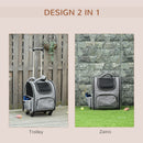 Trolley Zaino Trasportino per Cani e Gatti 43x33x51,5 cm in Tessuto Oxford e Poliestere Grigio e Nero