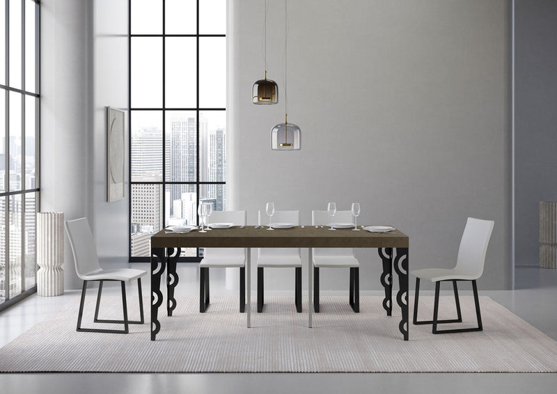 Consolle Allungabile 90-300x40x77 cm Karamay Premium Cashmere Telaio Antracite 