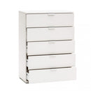 Mobiletto 5 Cassetti Bianca 75x38x103 h cm in Truciolare bilaminato Bianco
