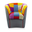 Poltroncina a Pozzetto 70x67x76 cm in Tessuto e Similpelle Grigia