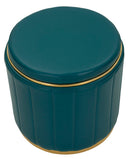 Puff con Contenitore London Ottanio Ø46,5x44 cm in Pino e MDF e Spugna e Metallo e PU      