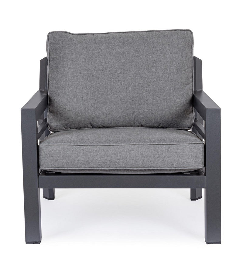Set 2 Poltrone con Cuscini da Giardino 80x85x88 cm in Alluminio Hendrix Antracite