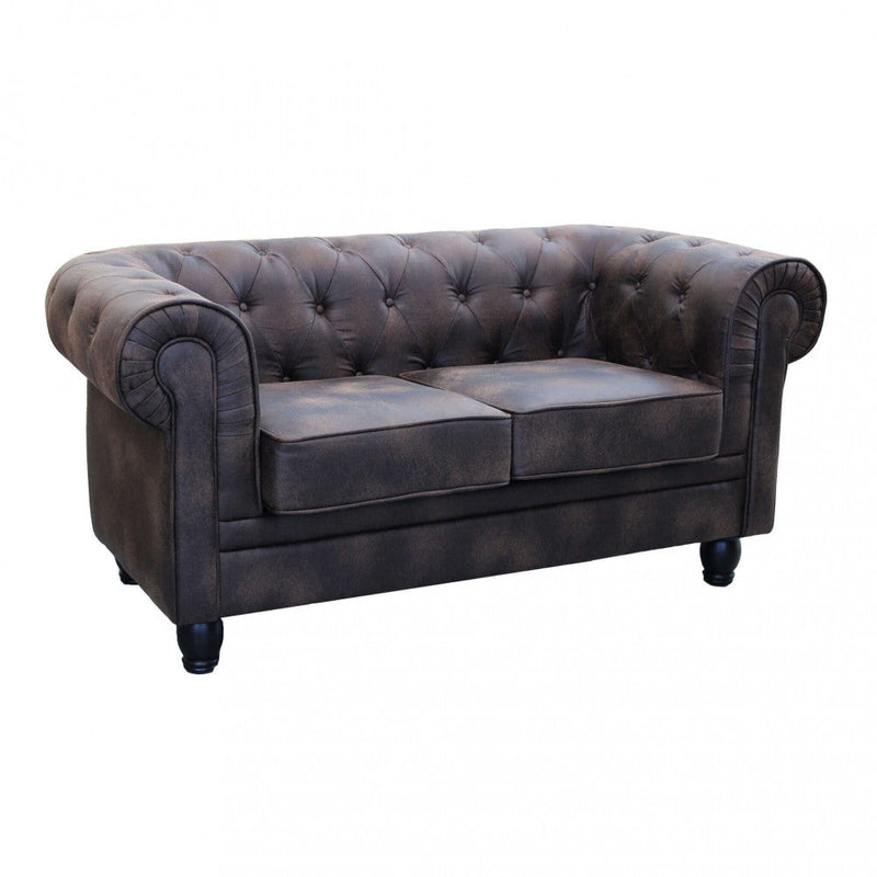 Divano 2 Posti Chesterfield 152x74x82 h cm in Similpelle Marrone