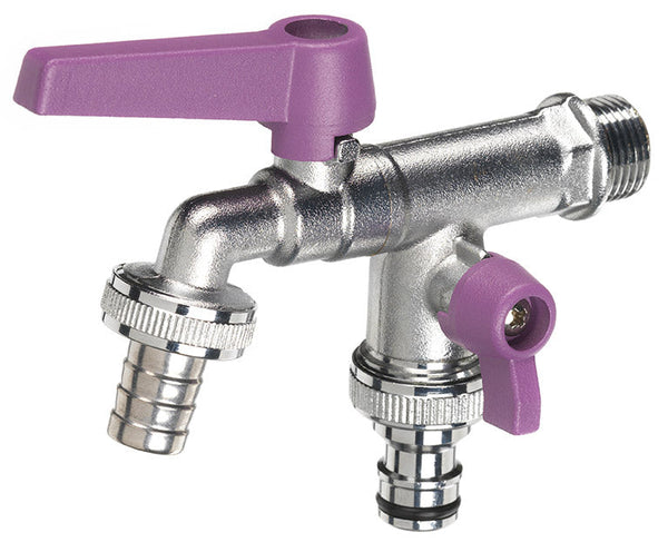 Rubinetto a Sfera Doppio per Fontana da Giardino con Leve Colorate Belfer RUB/027 Viola sconto