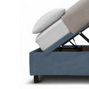 Letto 1 Piazza e Mezza Contenitore Imbottito Microfibra Blu Boxmax Testata Button Varie Misure