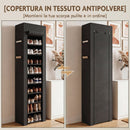Scarpiera 10 Ripiani 45x30x175 cm Capienza 20 Paia in Tessuto Non Tessuto Nero      