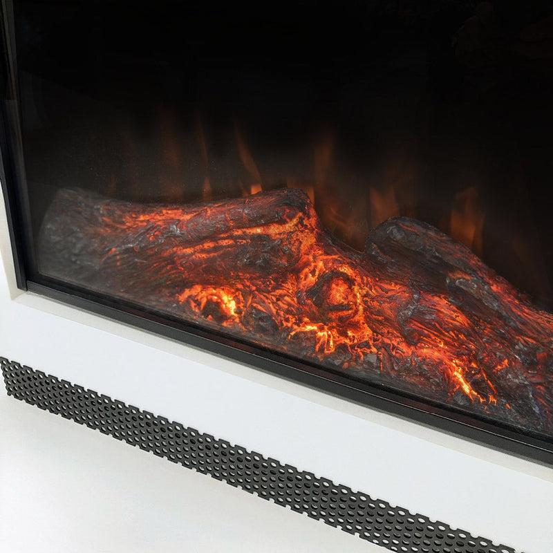 Camino Elettrico da Pavimento Effetto Fiamma 1500W Bianco