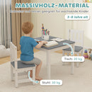 Set Tavolo e Sedie per Bambini da 3-8 Anni in Legno con Bordi Arrotondati Grigio e Bianco      