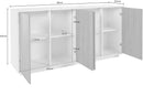 Credenza 4 Ante 180,1x41,4x86 cm Bloom Bianco Lucido e Noce