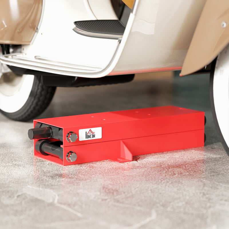 Cavalletto Alzamoto a Forbice Capacità 500kg Dimensioni Compatte con Altezza Regolabile in Acciaio Rosso   