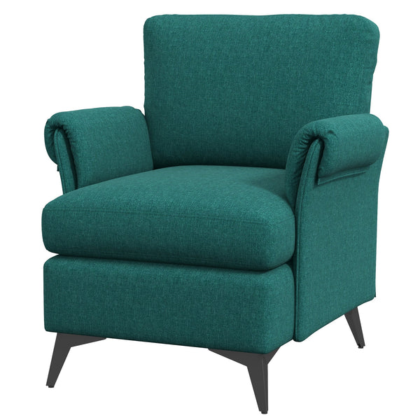 Poltrona Imbottita 63x71x83 cm in Tessuto Effetto Lino Verde sconto