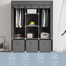 Armadio Guardaroba da Campeggio 125x43x162,5 cm con Cassetti e Ante Avvolgibili con Zip Grigio Scuro