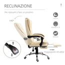 Sedia Poltrona da Ufficio Presidenziale Massaggiante 64,5x69x109-117 cm in Similpelle Bianca