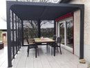 Pergola da Giardino 3,6x3 m in Alluminio con 4 Pannelli Moucharabieh e Doghe Orientabili Grigio Antracite 