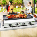 Piastra Barbecue a Gas 77x44,5x19 cm con 4 Bruciatori da 2,4 kw e Piano Antiaderente Argento  