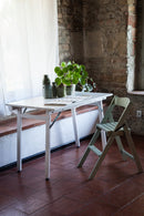 Tavolo Pieghevole Salvaspazio 80x120x71,5-75,5 cm Party in Legno e Laminato Bianco